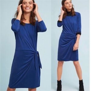 Anthropologie Dolan Left Coast Blue Sanibel Tie Knot Waist Long Sleeve Dress S